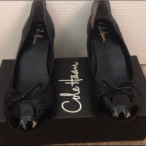Cole Haan Air Tali Black Leather Low Wedges